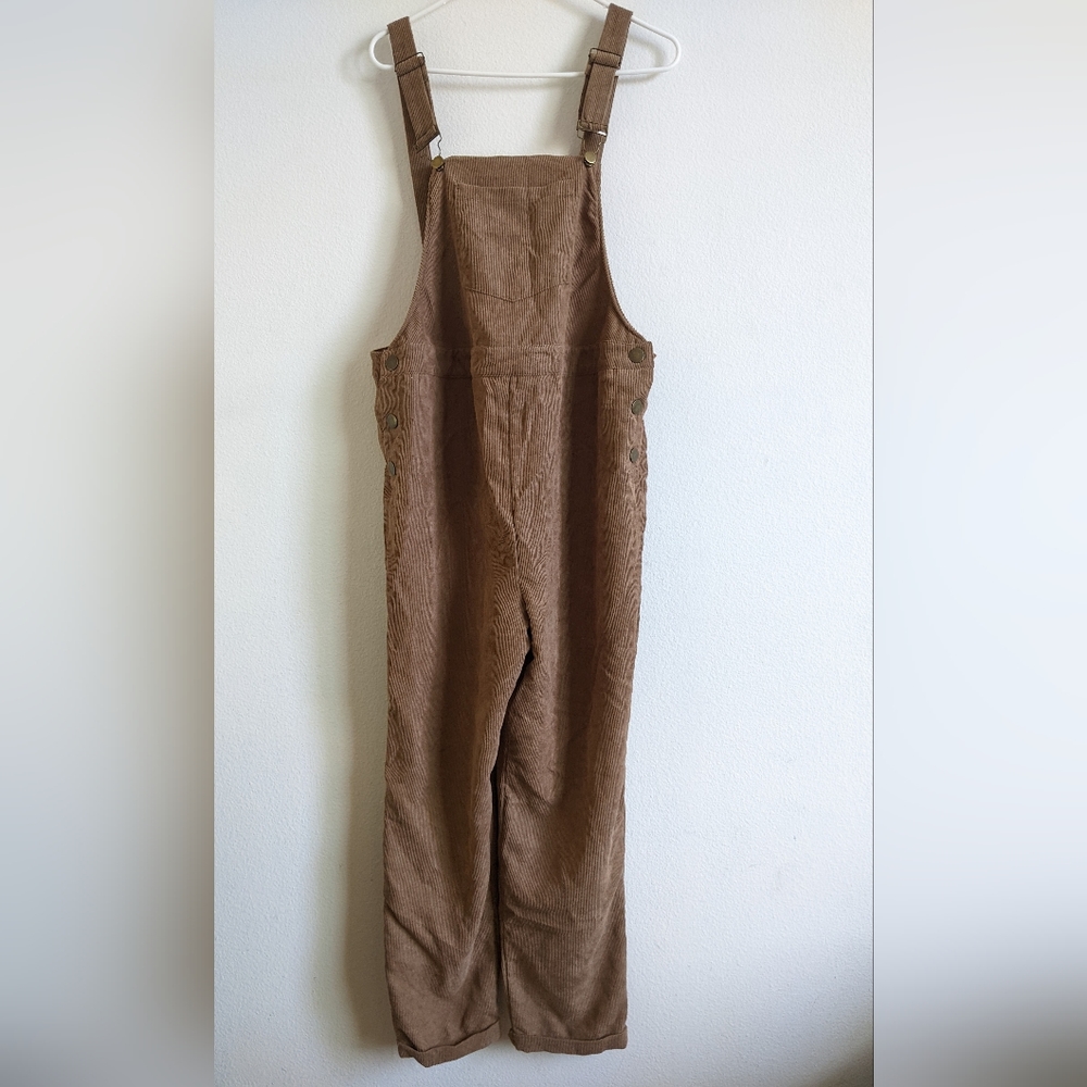 Shein maternity brown corduroy baggy overalls